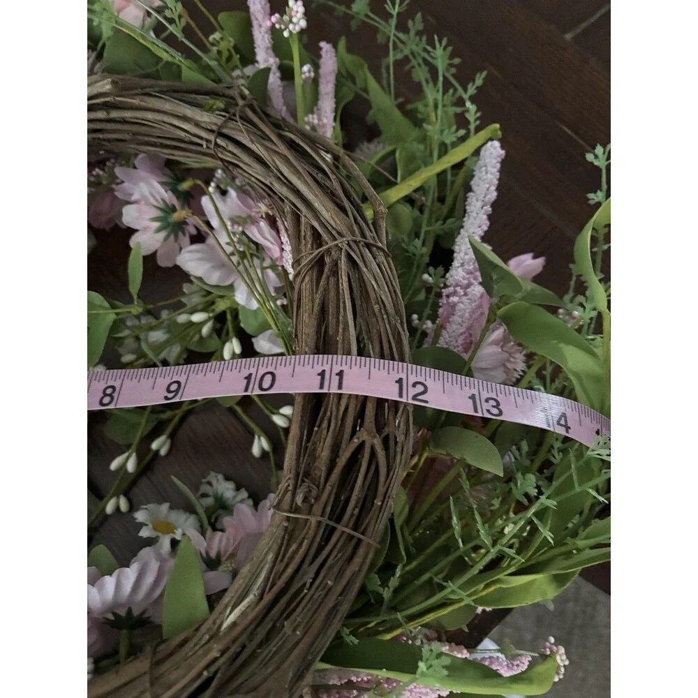 Pink Daisy Spring Summer Farmhouse 12 Inch Wreath Birds Butterflies Chic Easter